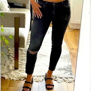 Lucky Brand Lolita Capri Black Distressed Denim Jeans
